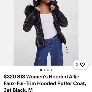 S13 Women's Allie Faux-Fur-Trim Hooded Puffer Coat Size Small